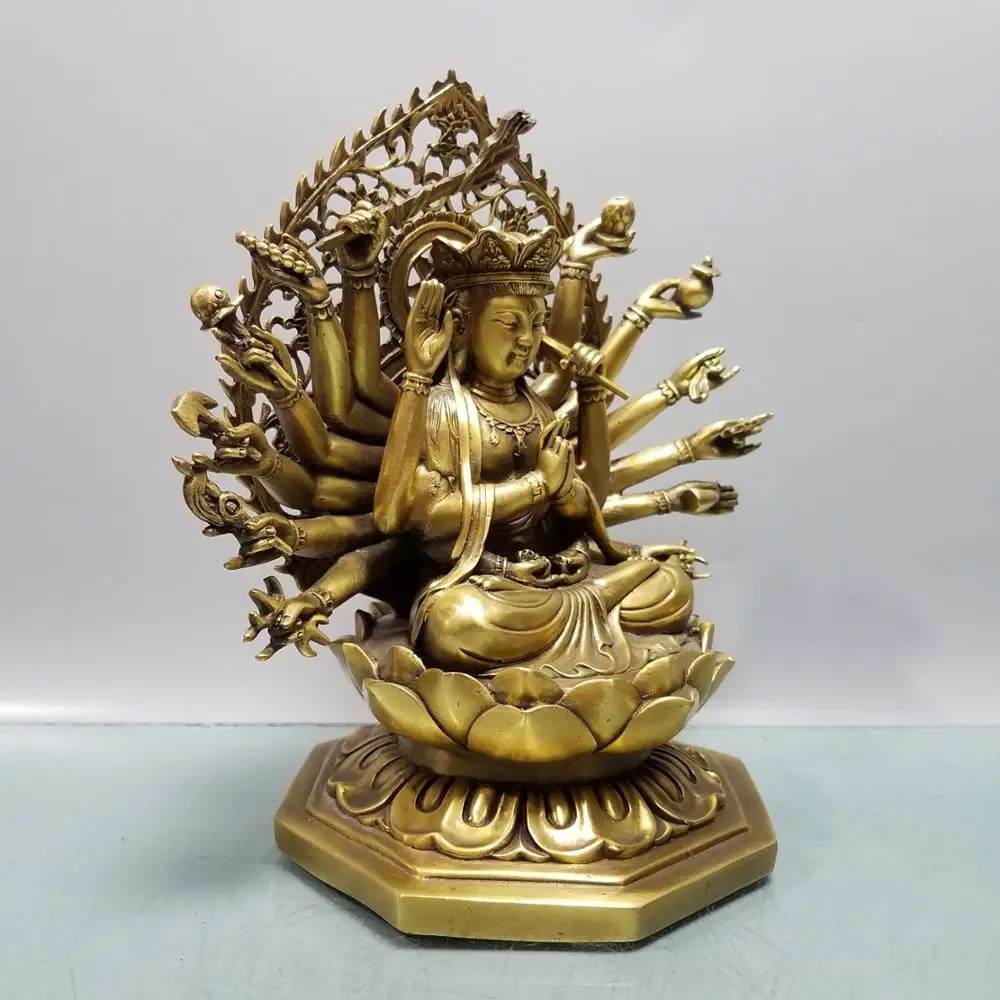 

wedding decoration Lucky China Seikos red bronze Quasi-Avalokiteshvara Statue Thousand-hand Avalokitesvara