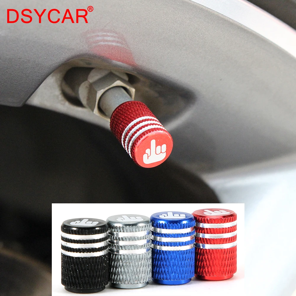

DSYCAR 4Pcs/Set Knurling Style Middle Finger Tire Valve Stem Caps Aluminum Alloy Tire Valve Stem Dust Cap Cover for Cars Bicycle