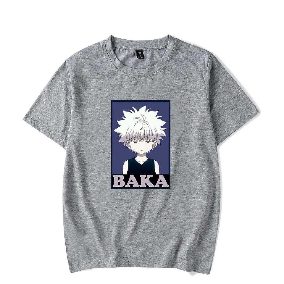 Футболка Kawaii Killua BAKA летняя футболка из 100% хлопка с коротким рукавом для женщин и
