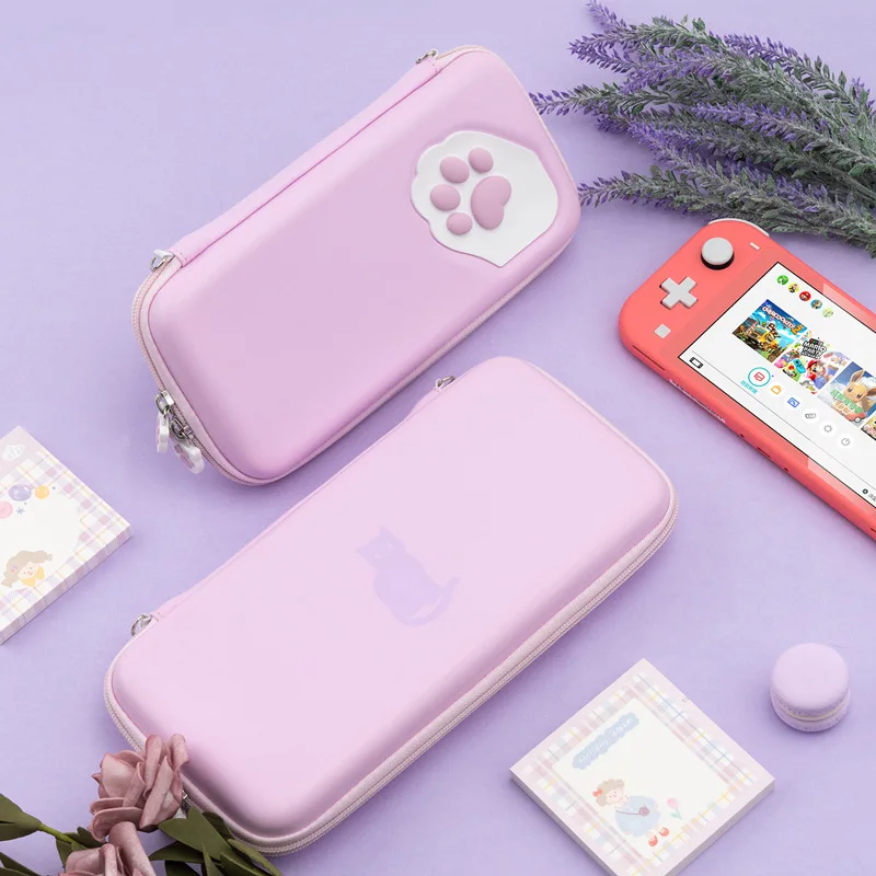 

FOR High Quality Colorful Cat Paw Switch Storage Bag Silicone Hard Cover Shell Waterproof Box NS Lite Game