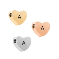 5pcs stainless steel gold matt brushed letter beads alphabet a z tiny heart charms big hole alphabet pendants for necklace