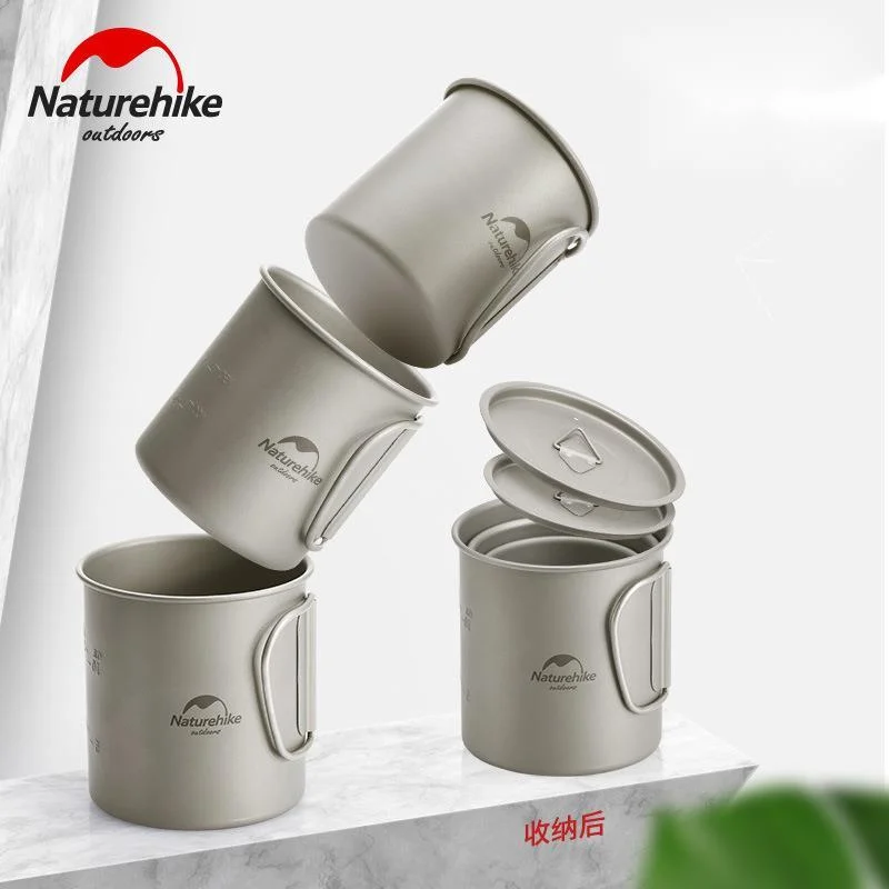 Naturehike Lightweight Titanium Flatware Set Folding Water Cup Mug Tableware Outdoor Cookware Dinner Bowl 200ML300ML 450ML 600ML | Спорт и