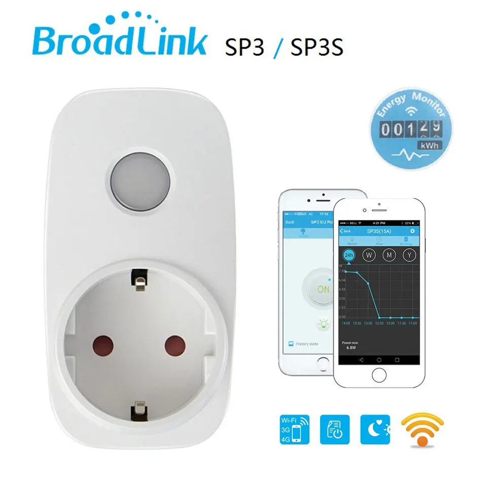 Broadlink SP3s 3g 4G разъем Wi-Fi измеритель энергии монитор США ЕС приложение управления