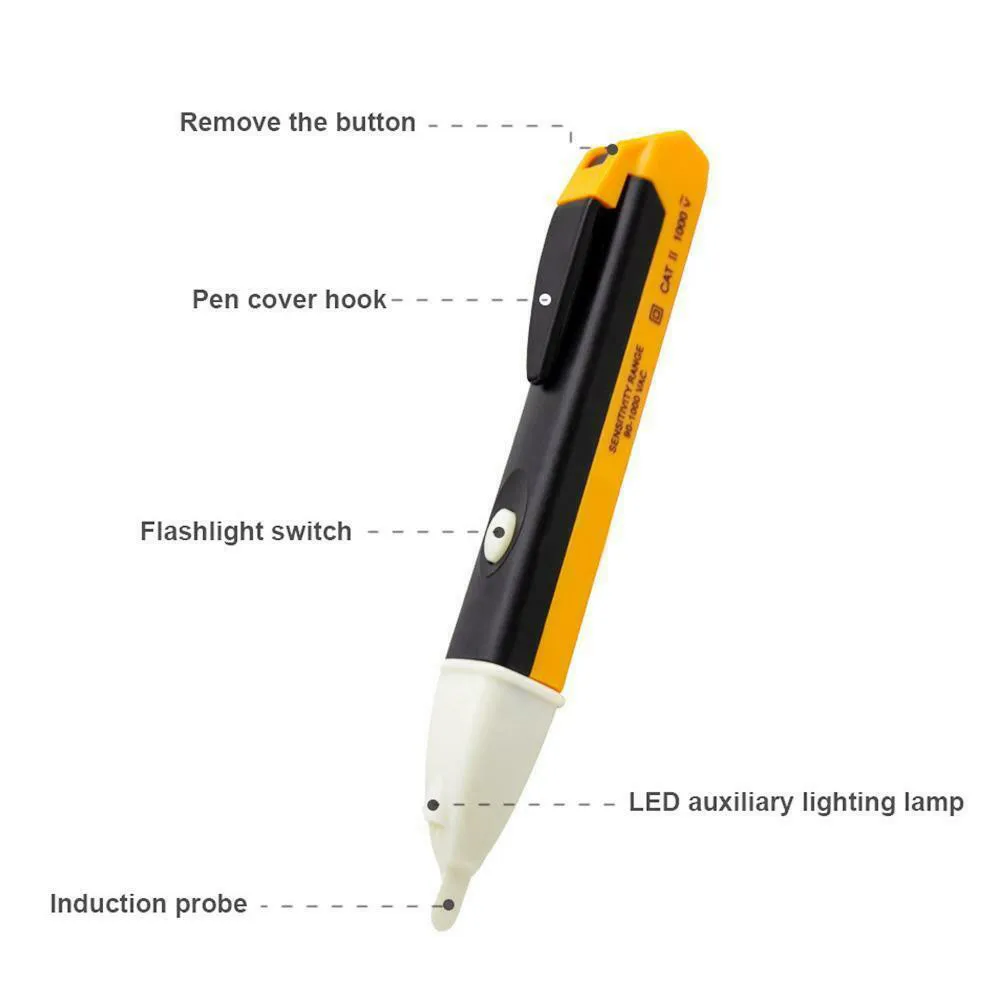 

Electric Indicator 90-1000V Non-Contact Socket Wall AC Power Outlet Voltage Detector Sensor Tester Pen LED Light AC Electric