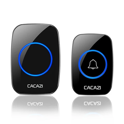 CACAZI беспроводной дверной звонок DC с батарейным питанием 300 м Диапазон водонепроницаемый Домашний Беспроводной дверной звонок 60 колокольчиков 5 громкость 0-110 дБ
