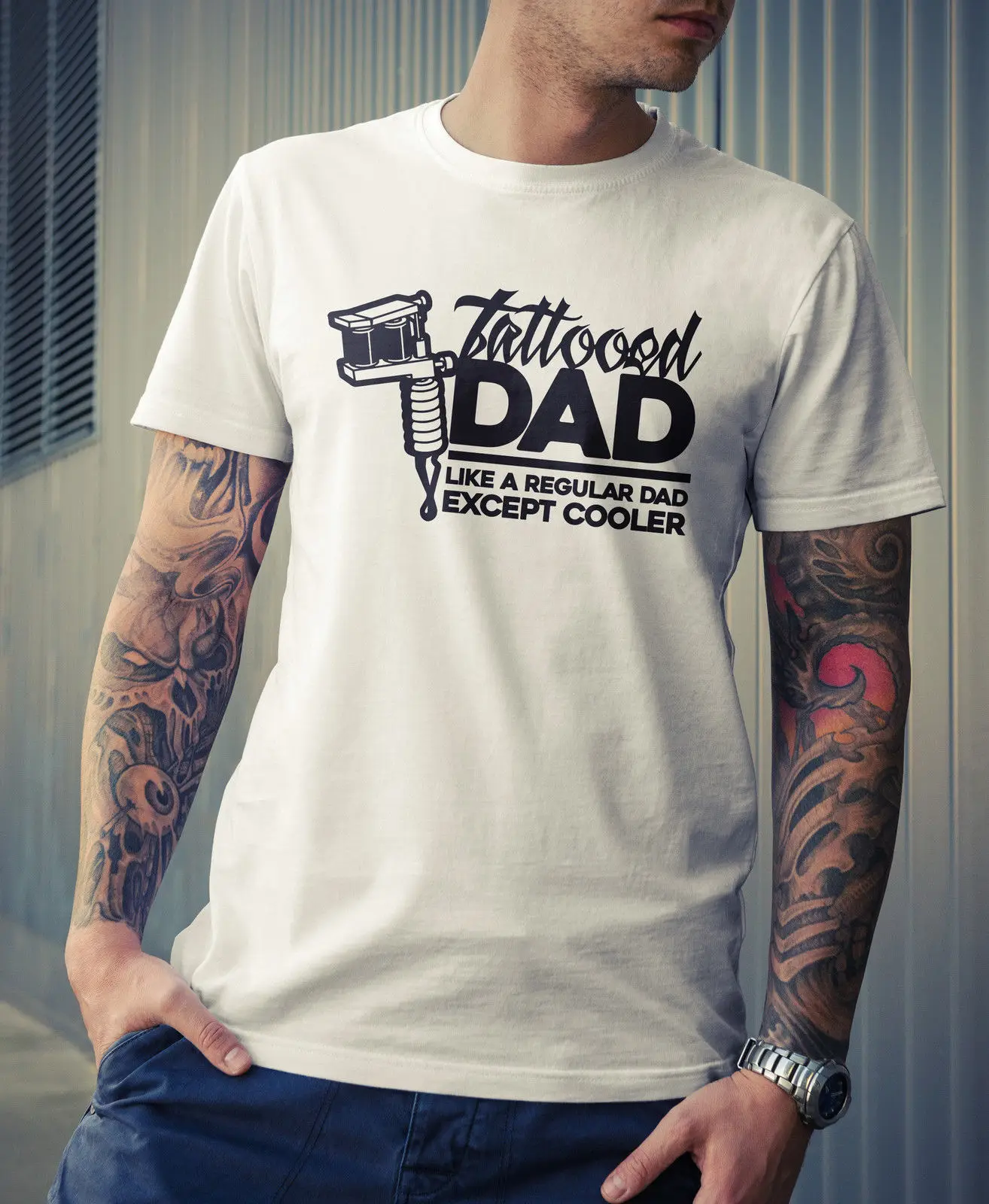 Татуированная футболка для папы забавный подарок Шутка Новинка Мужская