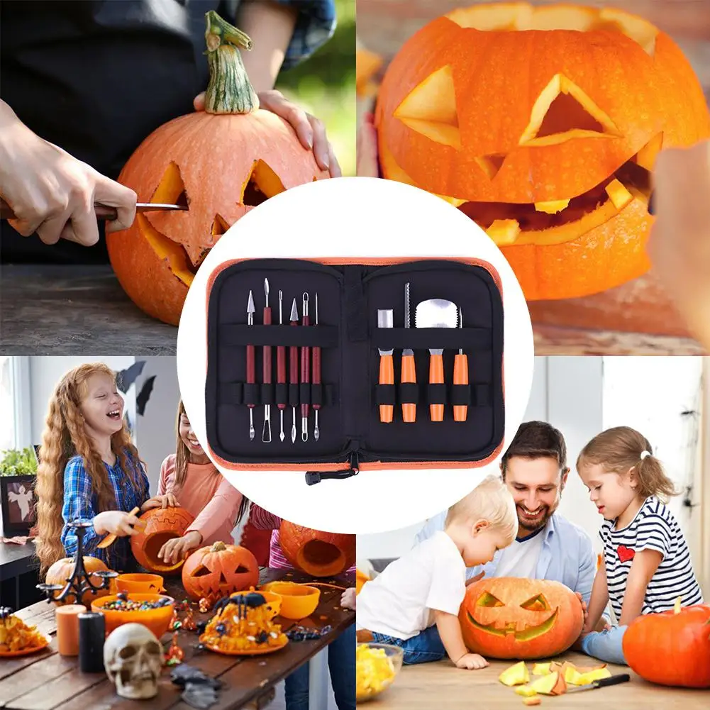 

10pcs Professional DIY Pumpkin Carving Tools Kit Reusable Easily Carve Sculpt Halloween Tools Supplies