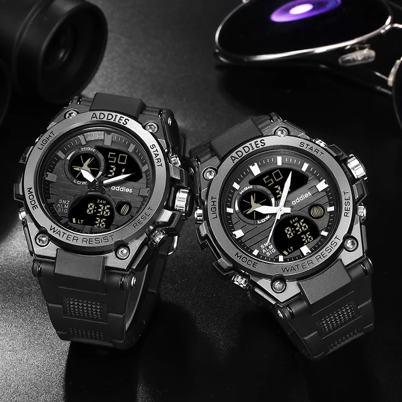Мужские спортивные цифровые часы ADDIES G Style в стиле милитари светодиодные