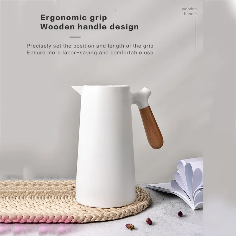 

24-Hour Heat Preservation Wooden Handle Minimalist Style Thermos H05F