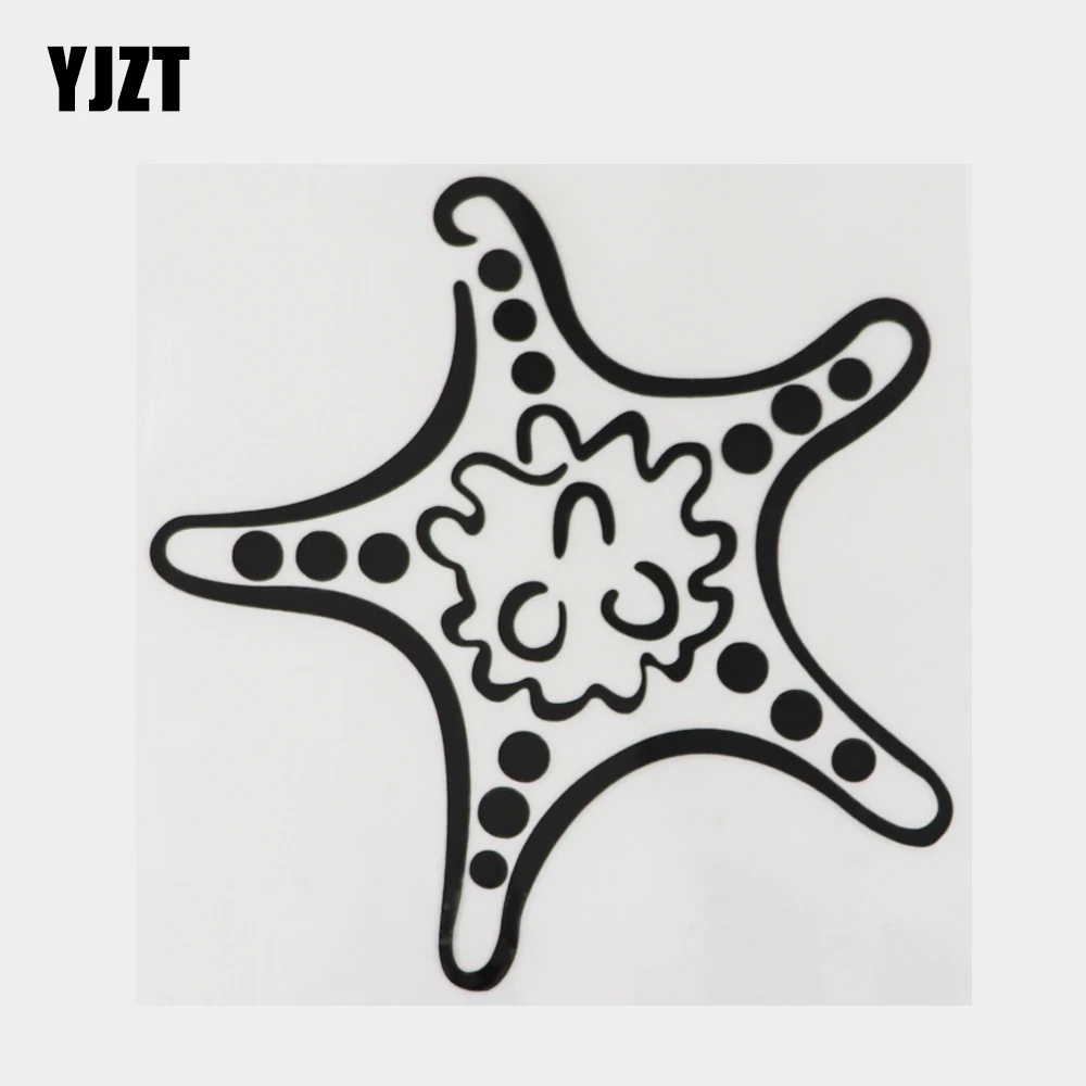 

YJZT 13,9 см × 14 см забавные автомобильные наклейки в виде морской звезды виниловые черные/серебряные 18A-0048