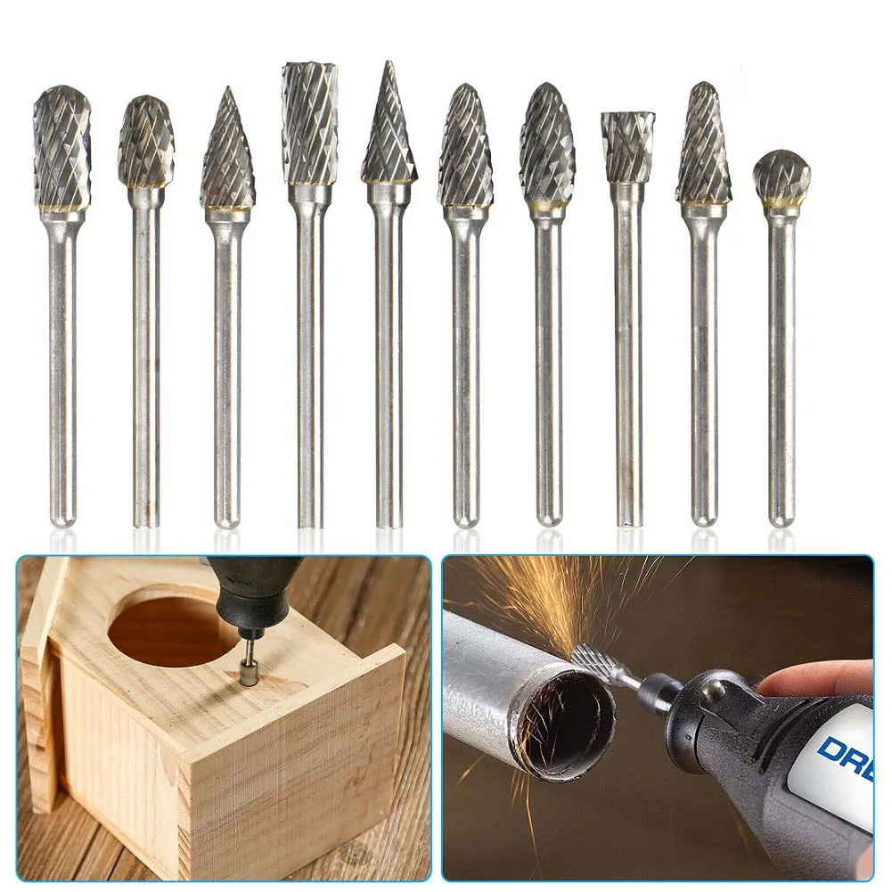 

High Quality Tungsten Carbide Burrs Rotary Drill Die Grinder Carving Bit Double Cut Rotary Tool Accessories 3x6mm Big Deal