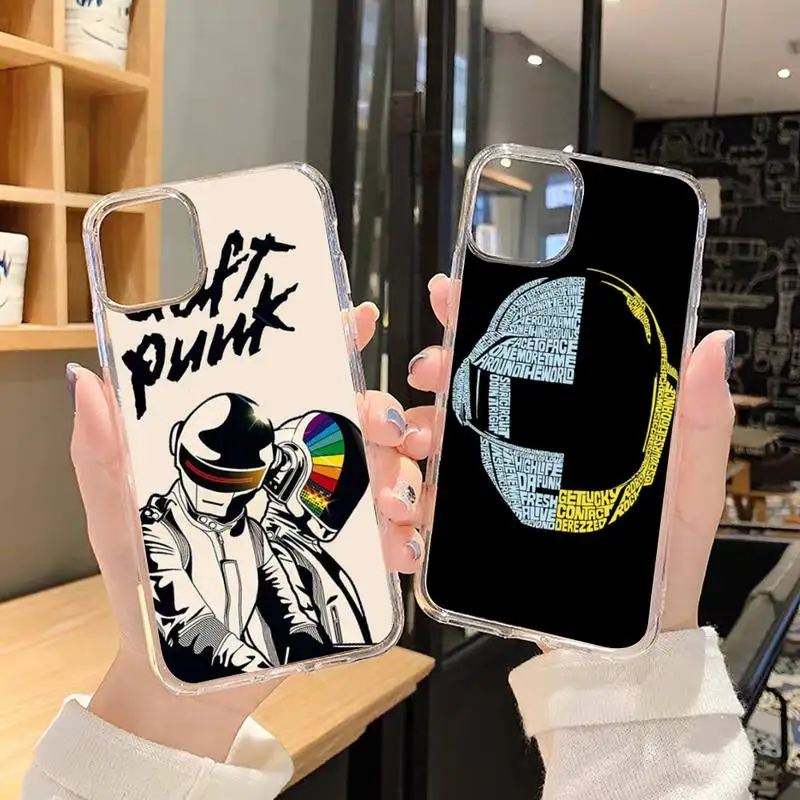 

Daft punk Phone Case Transparent for iPhone 6 7 8 11 12 s mini pro X XS XR MAX Plus SE Clear Soft TPU coque shell funda music