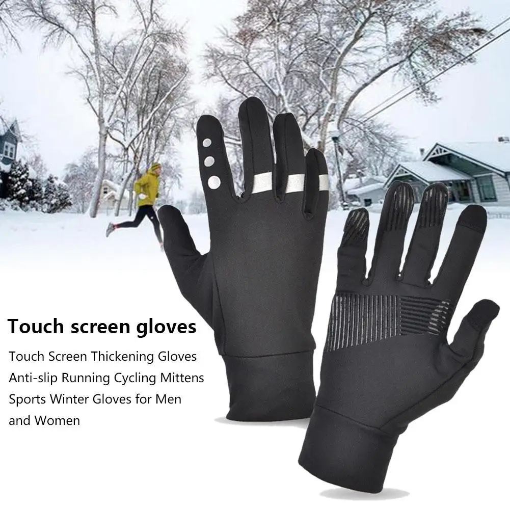 

Touch Screen Thickening Outdoor Sports Gloves Anti-slip Running Cycling Mittens Sports Winter Gloves For Men And Women