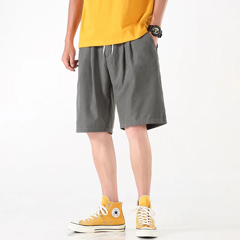 

Plus Size M-5XL Men Board Shorts Solid Drawstring Baggy Breathable Beach-shorts Street-hawaii All-match Half Trousers Hombre Ins