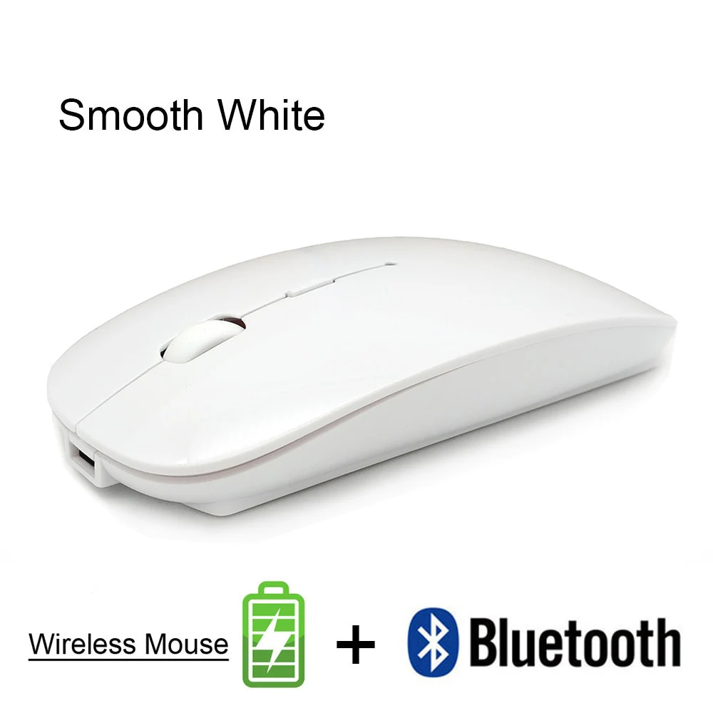 Bluetooth White Bluetooth Бесшумная беспроводная мышь перезаряжаемая Встроенная батарея 2,4 ГГц USB компьютерная мышь для ПК ноутбука - Цвет: Bluetooth White