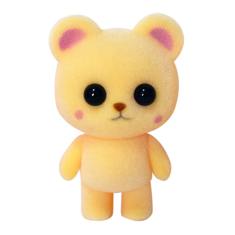 Yellow Bear 1 шт. мини-флокированные кукольные игрушки Маленький милый медведь панда форма большие глаза изысканные куклы декор для девочек и мальчиков подарок на Рождество и день рождения - Цвет: Yellow Bear