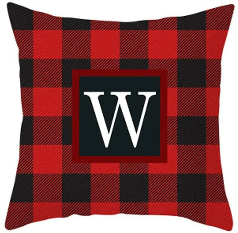 

Dosoop Christmas Throw Pillow Case Red Black Plaid Pillowcases Family Home Indoor or Outdoor Sofa Bed Car Cushion