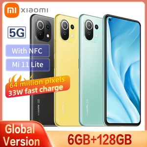 global version xiaomi mi 11 lite 5g smartphone 6gb128gb phone snapdragon 780g 8 core 64mp nfc amoled full screen 90hz refresh free global shipping