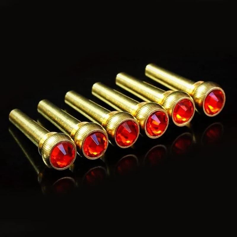 

6 Pieces Acoustic Folk Guitar Replacement Bridge Pins with Mazarine Crystal Dot Musical Instrument Parts