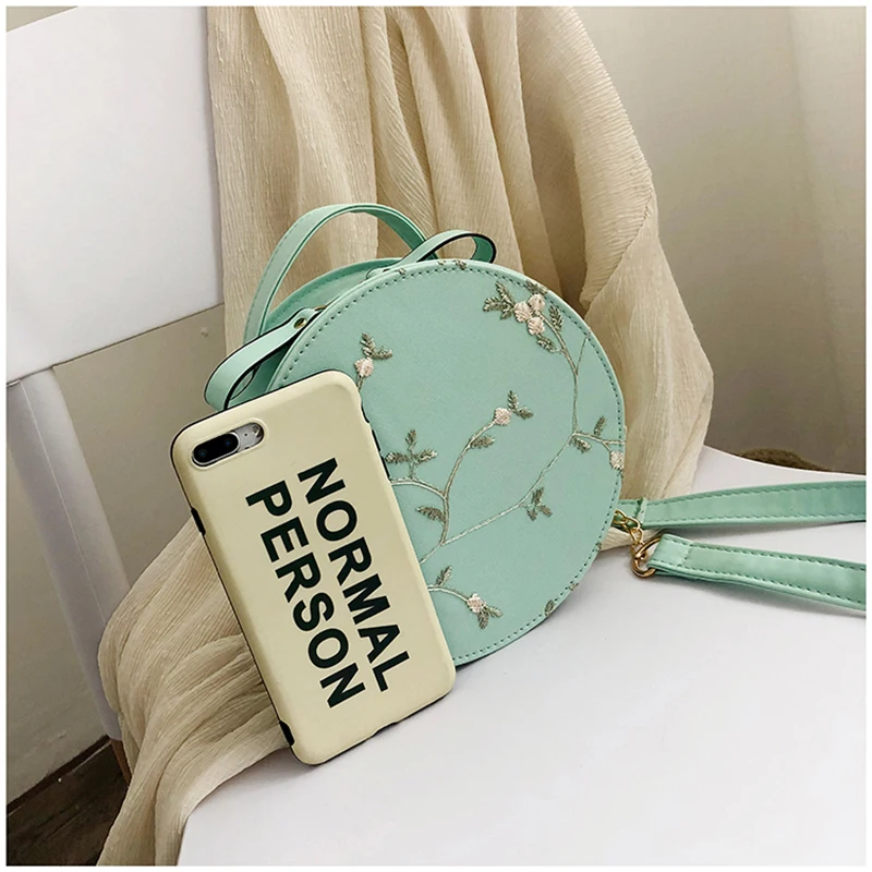 

New Fashion Small Fresh Flower Chain Shoulder bag women High Quality Sweet Lace Round Handbags Female PU leather Crossbody Bags