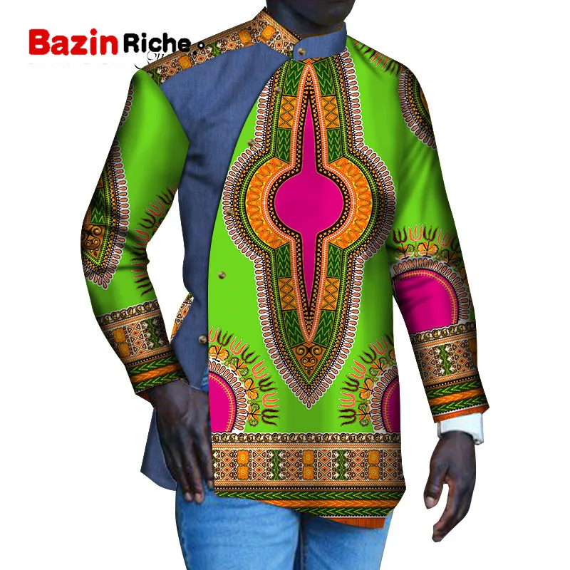 Африканская Мужская рубашка Dashiki с рисунком Java длинным рукавом на пуговицах