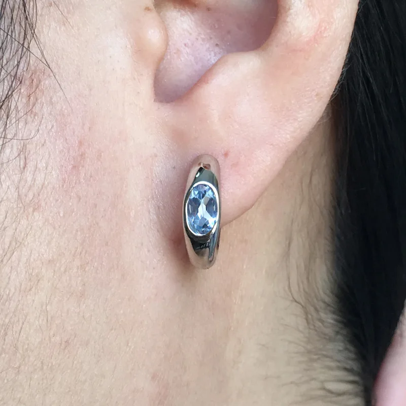 Женские серьги CSJ с небесно синим топазом 925 пробы серебряные вечерние для