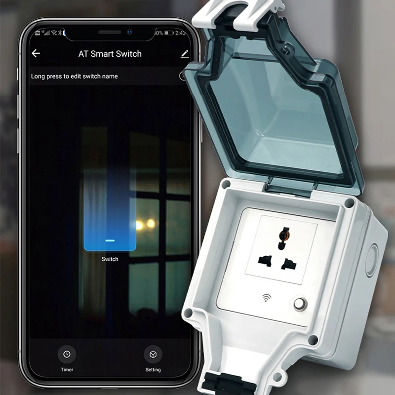 

Tuya IP66 Waterproof Wifi Smart Power Socket, Timer Outdoor DE/EU/US/FR/IL/UK Plugs APP/Vocie Remote Control Works With Alexa