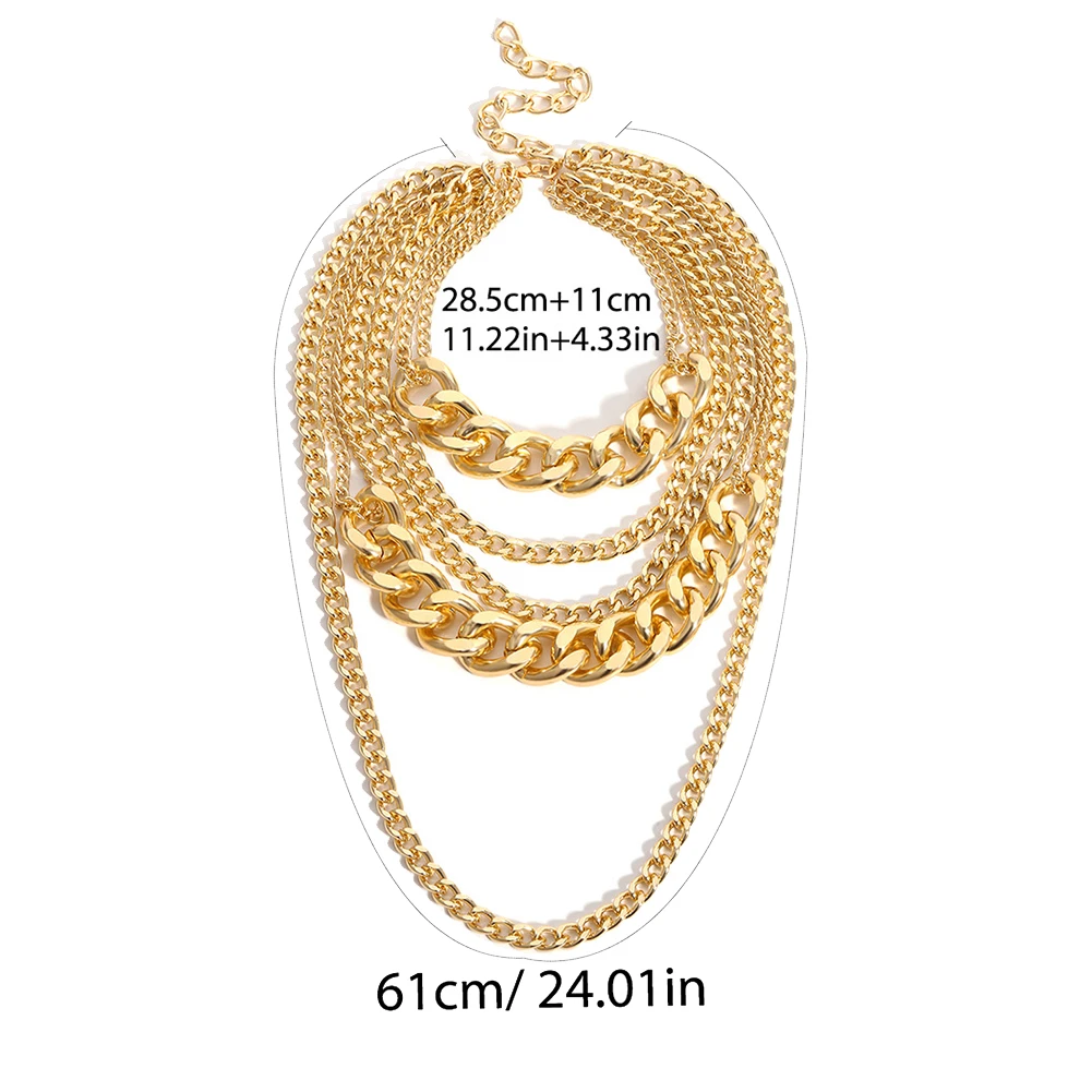 Punk Women Multi-layer Curb Chain Statement Necklace Rock Hip-hop Jewelry Gift necklace for women бижутерия для женщин 2020 |