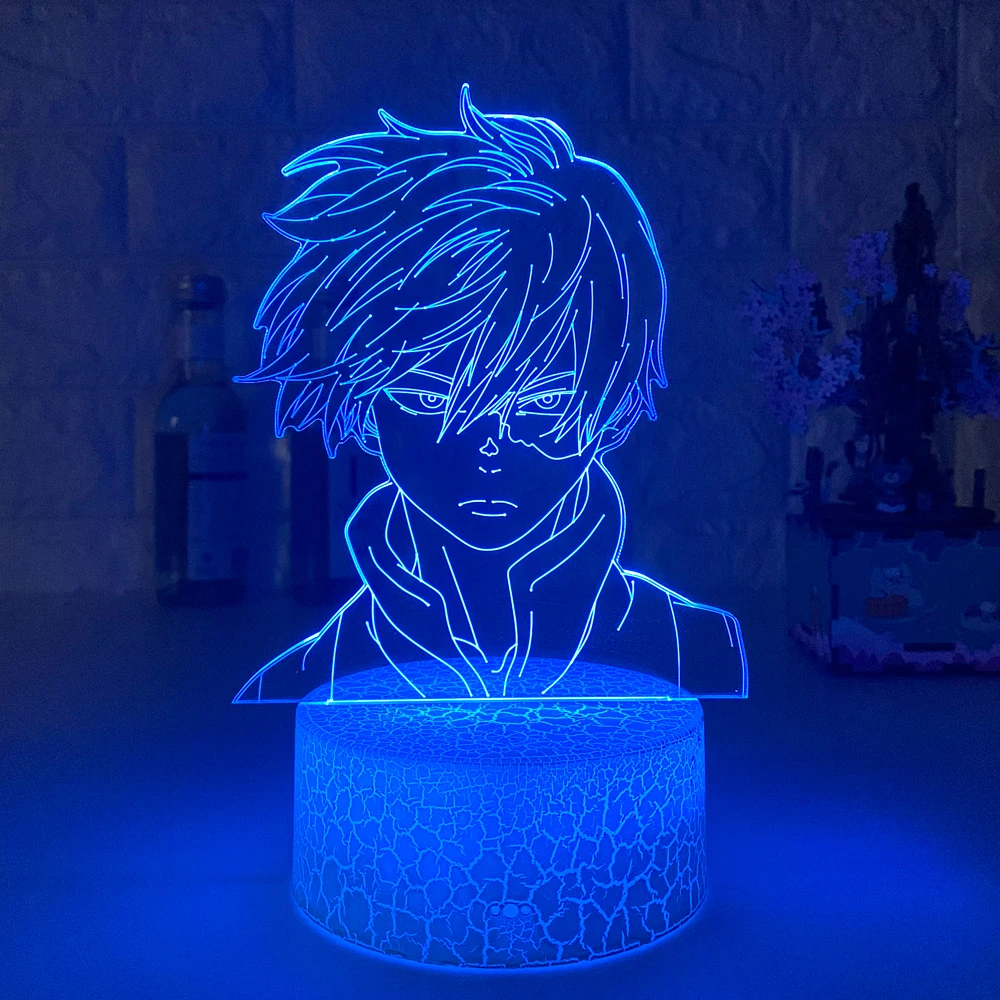 

Anime My Hero Academia Shoto Todoroki Face Design Led Night Light Lamp for Kids Child Boys Bedroom Decor Acrylic Table Lamp Gift