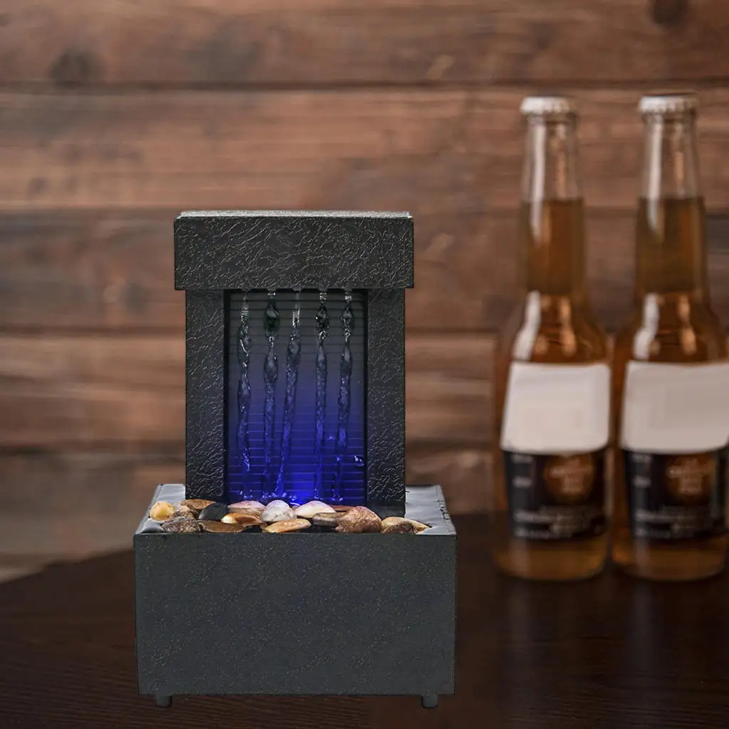 

Настольный фонтан-водопад Fengshui, светодиодный поток воды для столешницы, домашний декор, ландшафт для медитации, дзен