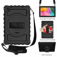 case for samsung galaxy tab a7 10 4 sm t505 t500 t507 shoulder strap heavy duty armor 360 rotaion stand wristband tablet cover