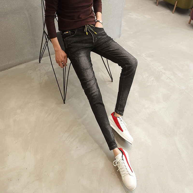 2019 новая одежда на осень и зиму в Корейском стиле Модные мужские узкие джинсовые