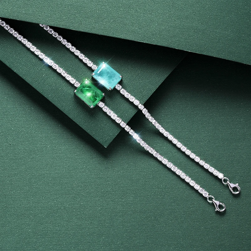 FFGEMS Paraiba Турмалин Изумрудный драгоценный камень бриллианты браслет