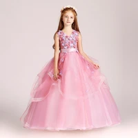 romantic pink floral ceremony princess performance show girl dress kids toddler birthday pageant holiday party wedding ball gown