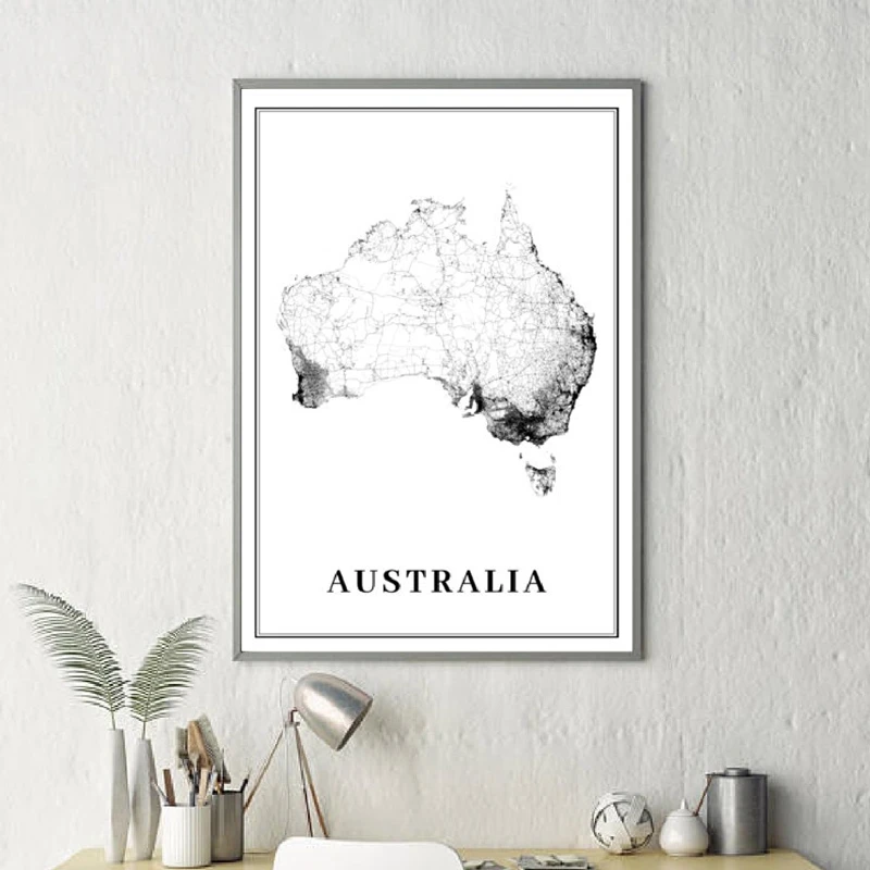 

Australia City Road Map Art Poster Prints Sydney Melbourne Brisbane Oceania Map Art Painting Picture Office Wall Art Decor