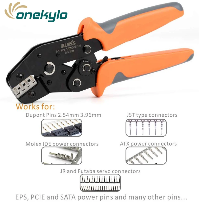 

SN-28B Crimping Tools for Dupont Pin Compression Ratcheting Modular Insulated Terminal Crimper Pin for ATX, EPS, PCIE and SATA