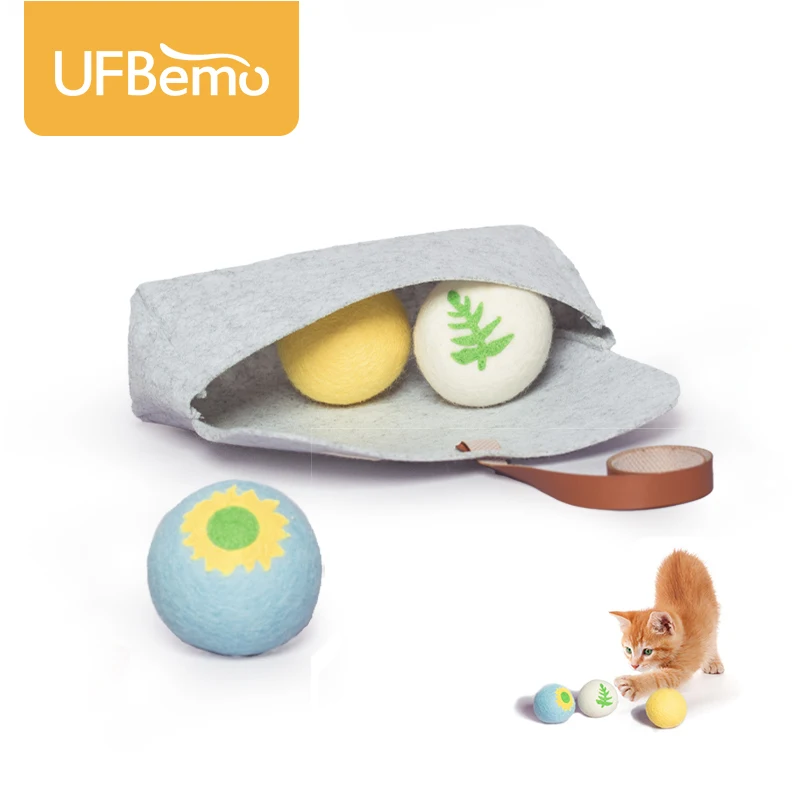 

UFBemo Cat Toy Set Wool Ball Interactive Catnip Toys Soft Cats Handmade Play Kitten Cute Exercise Pet Training Pack Pets Gift