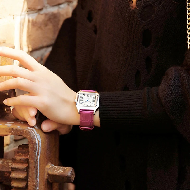 

NO.2 Leather Watches Classic Design Rectangular Femal Waterproof Watches Ladies Spring Dress Wristwatch Christmas Gift