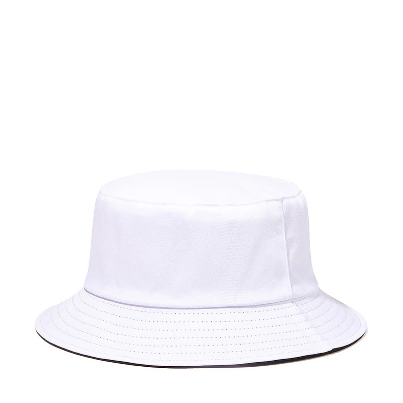 

Summer Sun Hat Bucket Cat Men Women Outdoor Solid Color Fishing Caps Double-sided Black White Hats