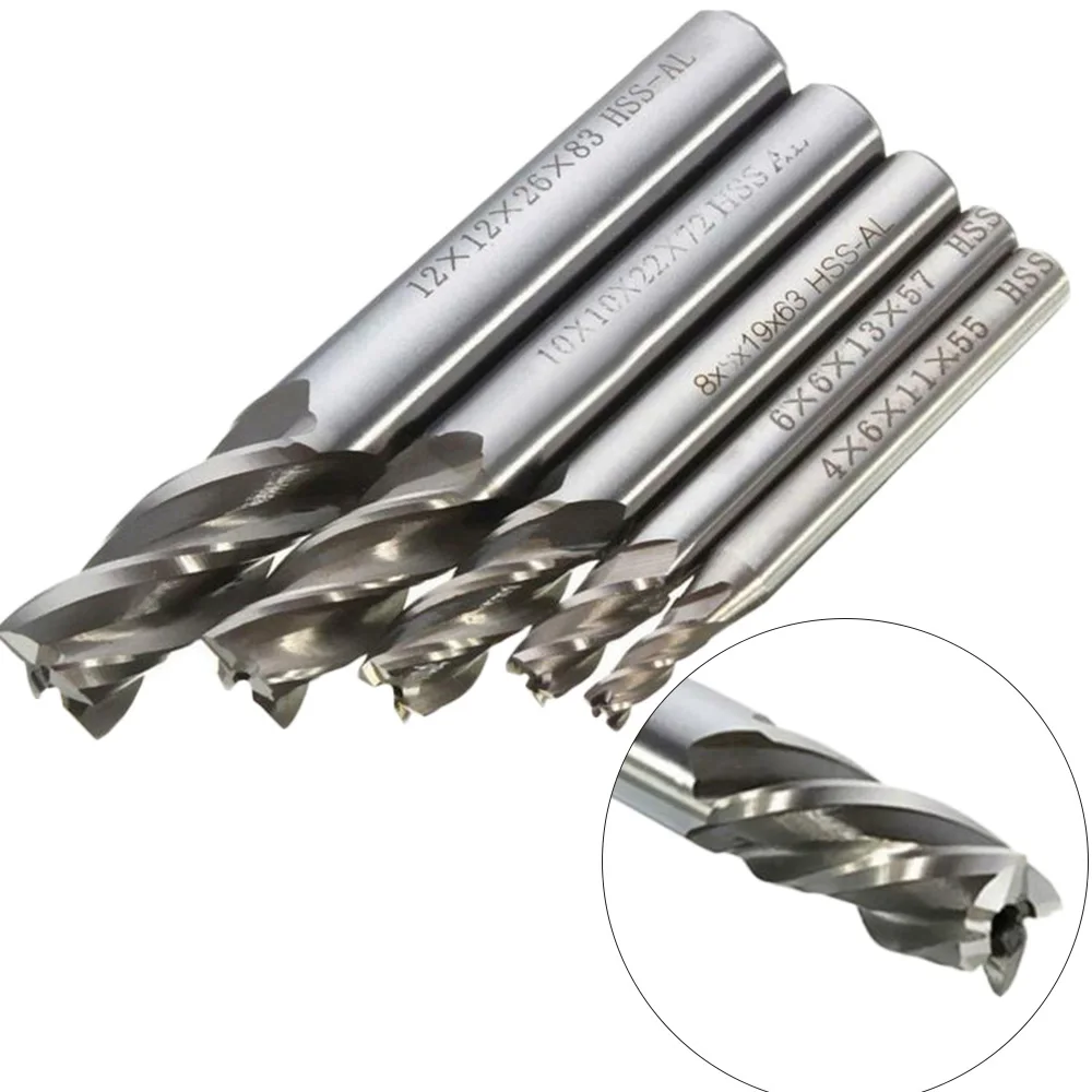 

5pcs End Mill CNC Cutter Machine High speed steel Straight Shank Drill Bit