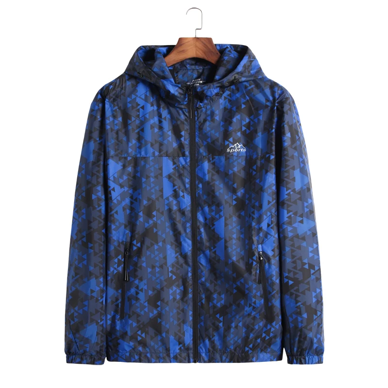 Куртка-бомбер мужская с капюшоном Повседневная ветровка на молнии тонкая