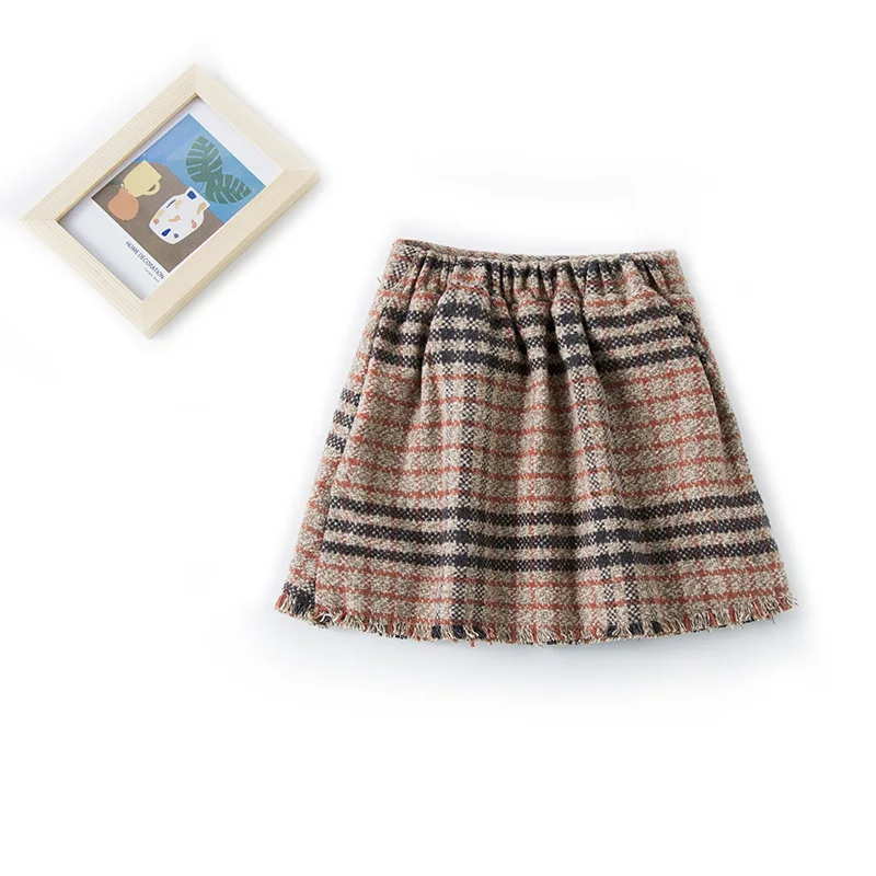 Винтажная клетчатая юбка welaken асимметричная на пуговицах для маленьких девочек