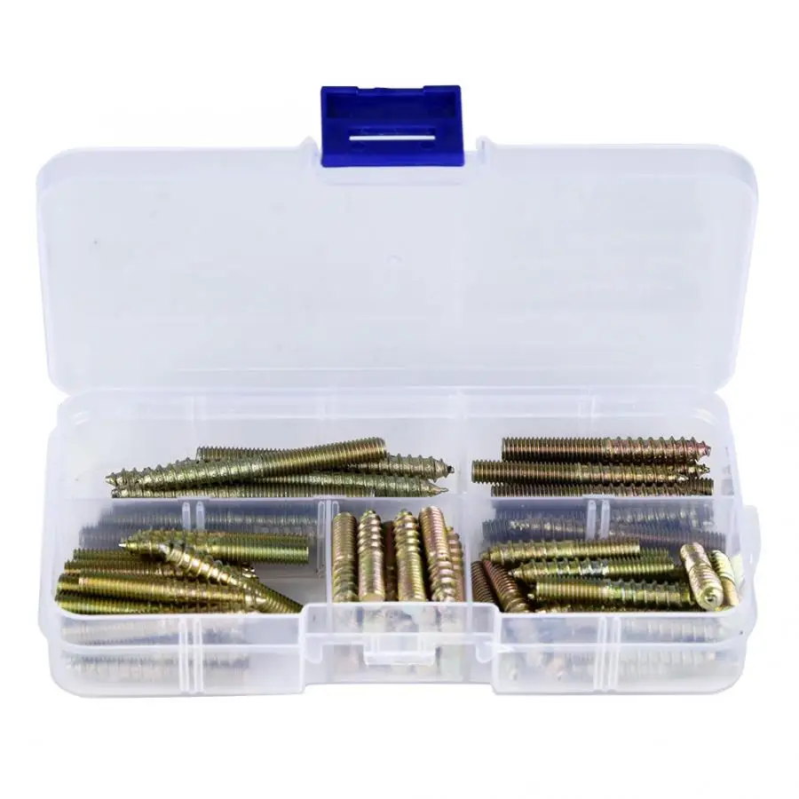 80 шт. M5 оцинкованный железный двухсторонний Дюбель Винт деревообрабатывающий