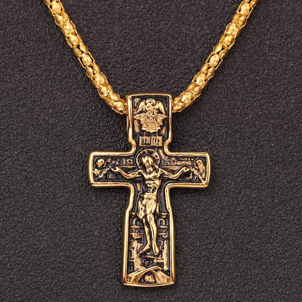 Мужской христианский крест кулон религиозное ожерелье две двойные фигуры
