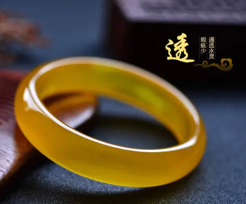 

LETSFUN Fine Jewelry Yellow 100% Chinese Grade Natural Agate Jade Gems Bracelet Bangle Free Shipping