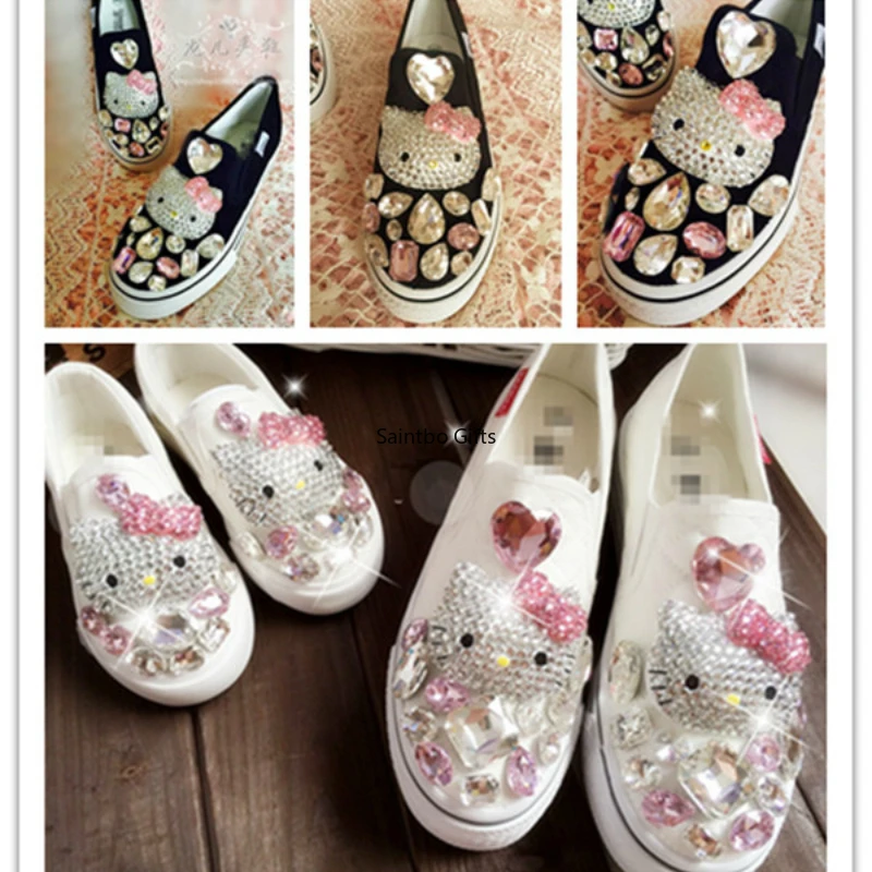 Женские кроссовки с кристаллами и стразами милые Дизайнерские ручной работы на