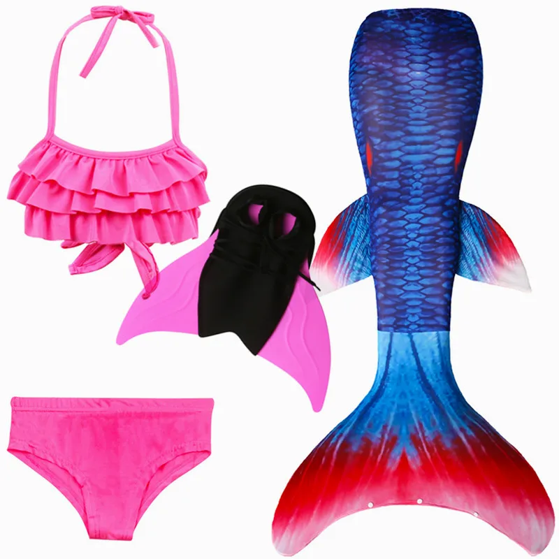 

2020 New Ariel Children Swimming Mermaid Tail With Monofin Flipper Girls Kids Swimsuit Swimmable Mermaid Tails Costume Swimwear