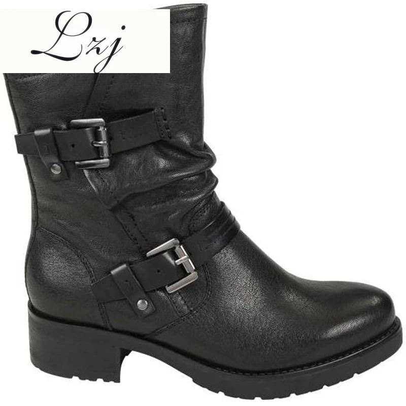 

2019 Women Boots Fashion Casual Ladies Shoes Boots Suede Leather Buckle Boots High Heeled Snow Shoes For Femme Ladies Shoes