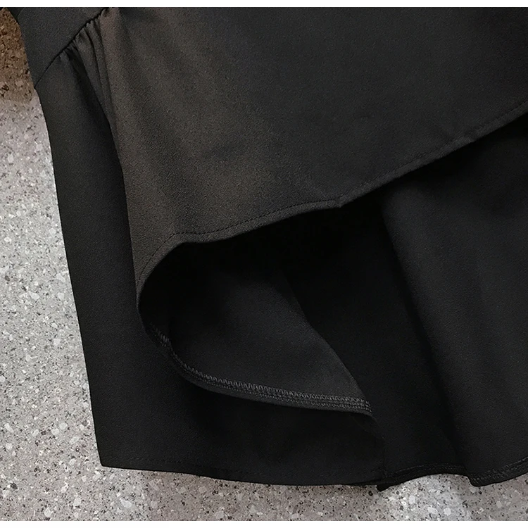 

MissLymi L-4XL Plus Size Ladies Chiffon Blouse Summer 2021 Fashion V-neck Short Sleeve Solid Women's High Quality Folds Tops