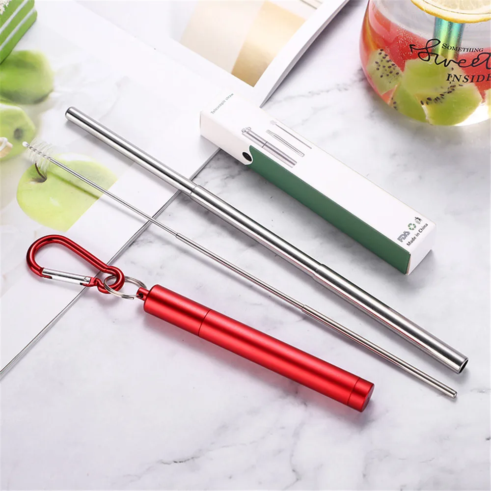Складные стеклянные трубочки для напитков металлические телескопические из
